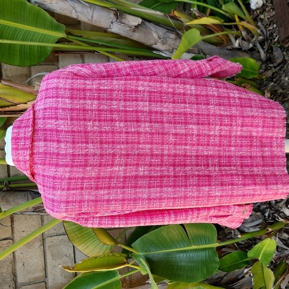 Zara Pink Plaid Tweed Button Down Long Sleeve Jacket Extra Small - Picture 3 of 8